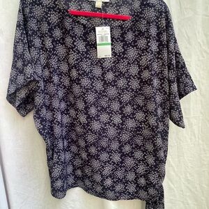 Michael Kors Dark Blue Floral Blouse